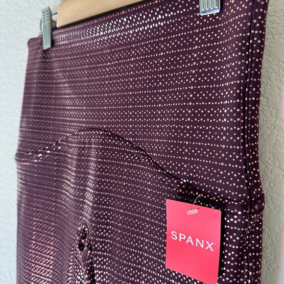 Spanx | NWT Size S Sara Blakely Leggings Metallic Mist 1wine Rose Gold - Picture 5 of 16